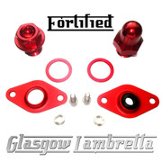 FORTIFIED Lambretta CUSTOM OIL PLUG / MAG HOUSING SEAL KIT #1 DEEP RED CNC ALLOY