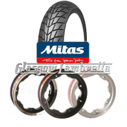 Set of 3 x  MC20 350 x 10 Tyres Fitted to S.I.P. Lambretta Tubeless Rims