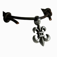 Surfer style Adjustable Necklace/Choker with pewter pendant Fleur-de-lis