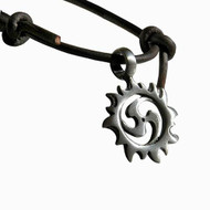 Surfer style Adjustable Necklace/Choker with Sun Spiral pewter pendant