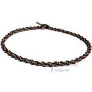 Dark Brown and Natural Soft Hemp Twisted Surfer Choker Necklace