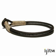 Dark Brown Double Leather & hemp surfer style bracelet or anklet
