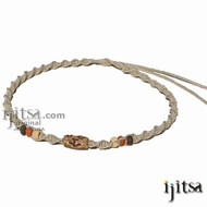 Natural Twisted Hemp, Ceramic Swirly Arrow Beads Surfer Style Choker Necklace