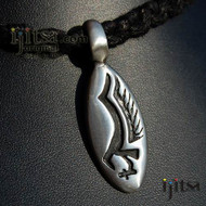 Soft Black Hemp Chain Choker/Necklace and pewter pendant Eagle and cross