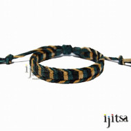 Black/Dark Green/Golden Brown Hemp Flat Adjustable Bracelet or Anklet