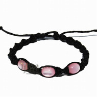 Black twisted hemp pink resin beads surfer style bracelet or anklet