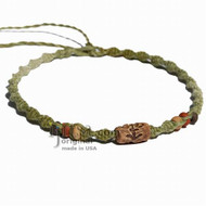 Olive rainbow twisted hemp ceramic Swirly Arrow choker necklace