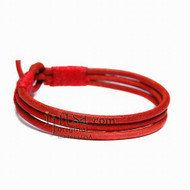 3-Strand Red Leather and Red Hemp bracelet or anklet
