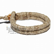 4mm double leather bracelet or anklet wrapped with natural hemp