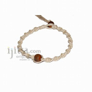Natural twisted hemp bracelet or anklet with brown bone bead
