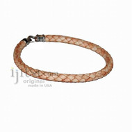 6mm natural braided leather bracelet or anklet metal clasp