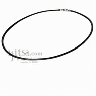 2mm Black Leather Necklace, rhodium silver plate lobster clasp