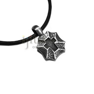 Adjustable leather cord necklace pewter Cross Shield pendant