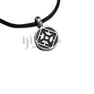 Adjustable leather cord pewter Round with 4 arrows pendant