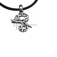 Adjustable leather cord necklace pewter Snake pendant