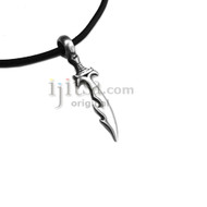 Adjustable leather cord necklace pewter Dagger pendant