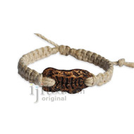 Natural hemp bracelet or anklet with Fishbone ceramic bead
