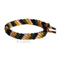 Gold/Green/Chocolate/Wheat Bamboo Yarn Diagonal Surfer Bracelet or Anklet