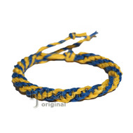 Yellow and blue round hemp bracelet or anklet