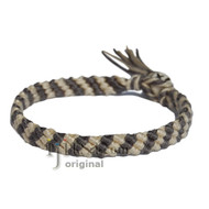 Grey and wheat Bamboo Yarn Diagonal Surfer Bracelet or Anklet