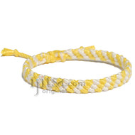 Yellow and Pearl Bamboo Yarn Diagonal Surfer Bracelet or Anklet