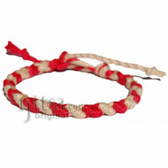 Natural and red hemp Dots bracelet or anklet
