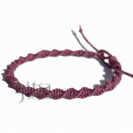 Violet twisted hemp twine thin bracelet or anklet