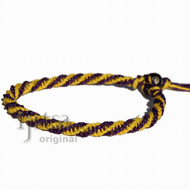 Purple and yellow hemp twine thin round bracelet or anklet