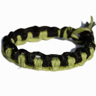 Pistachio and black interlocked hemp bracelet or anklet