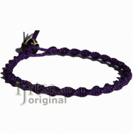 Purple twisted hemp twine thin bracelet or anklet