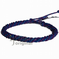 Purple and dark blue hemp twine thin round bracelet or anklet