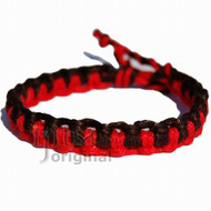 Red and dark brown hemp thin interlocked bracelet or anklet