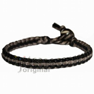Black and charcoal flat cotton bracelet or anklet