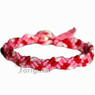 Pink, red hot and snow white cotton Snake bracelet or anklet