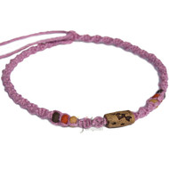 Rose pink twisted hemp necklace with ceramic Arrow through heart bead