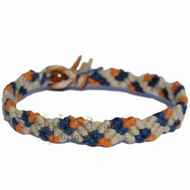 Natural, dark blue and pumpkin hemp Snake bracelet or anklet