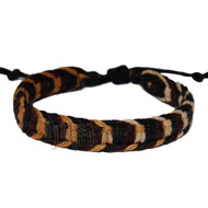 Wide golden brown/dark brown/black hemp adjustable bracelet or anklet