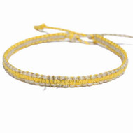 Yellow and natural thin flat hemp surfer bracelet or anklet