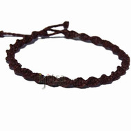 Dark brown thin twisted hemp bracelet or anklet
