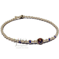 Natural twisted hemp blue round glass bead choker necklace