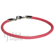 3mm round pink leather bracelet or anklet, metal clasp