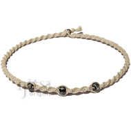 Natural twisted hemp small black bone beads choker necklace