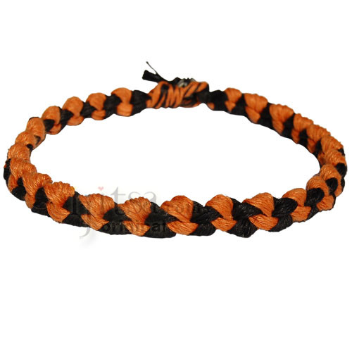 Wide Black and Pumpkin Hemp Chain Surfer Style Choker Necklace