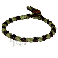 Pistachio and dark brown hemp Dots bracelet or anklet