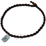 Dark brown twisted hemp choker necklace with Illumination pewter charm