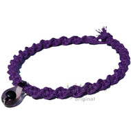 Purple Wide Twisted Hemp Necklace with Purple Glass Mushroom