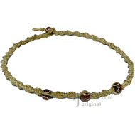 Olive Rainbow Twisted Hemp Brown Bone Beads #2 Necklace