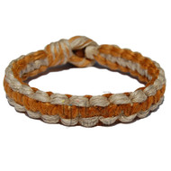 Natural and golden brown flat wide hemp bracelet or anklet