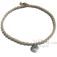Natural twisted hemp necklace with antiqued pewter charm Love Life - Live Life, Folow your heart