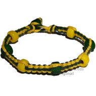 Yellow and green flat hemp bracelet or anklet with yellow and green glass beads